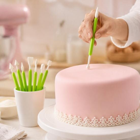 Baking Supplies for Beginners 8PCS Fondant Sculpting Tool Set, DIY Cake Decorating Kit with Ergonomic Non-slip Handles, Equipment Flower Modeling And
