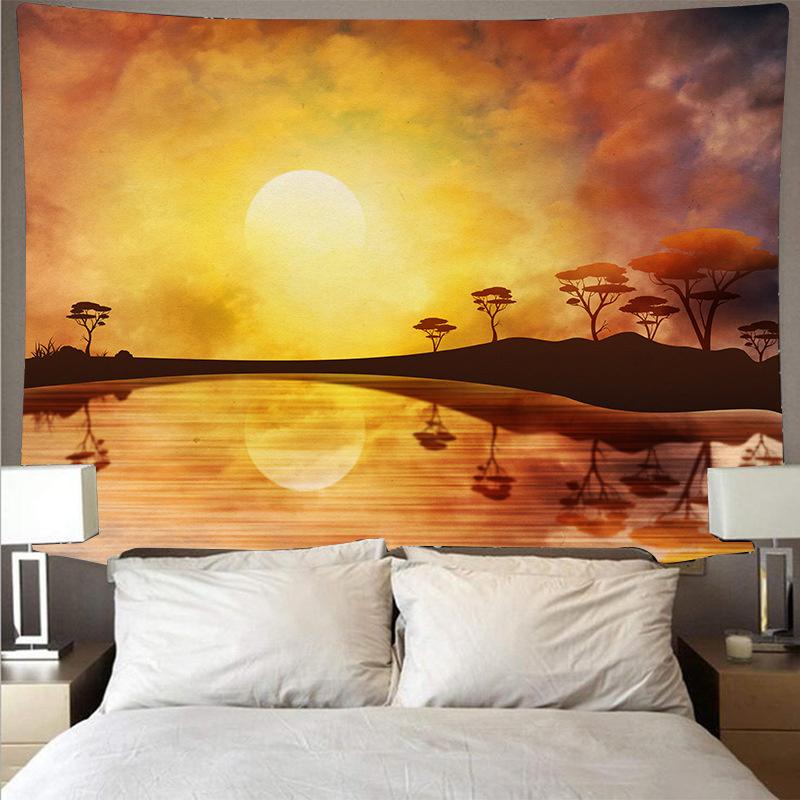 Синий океан волны гобелен закат облака природа искусство настенная ткань подушка фон одеяло Бохо домашний декор