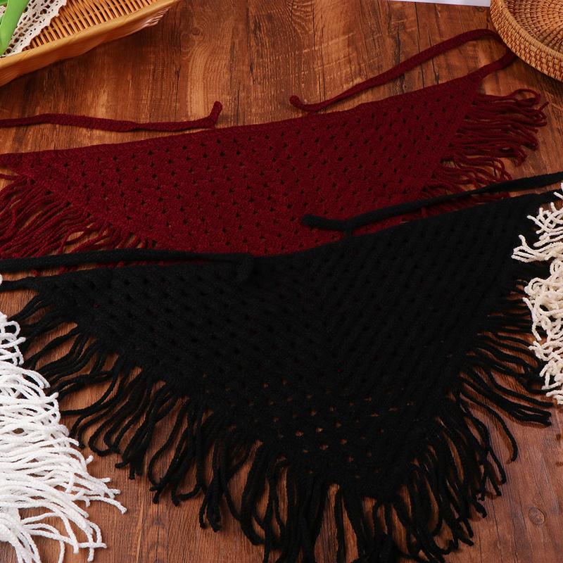 Y2K Ажурный шарф-треугольник с бахромой для женщин Весенний регулируемый многослойный аксессуар Универсальная повязка на талию/бедра Бандана