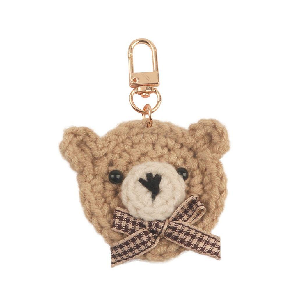 Cute Bow Tie Bear Car Keychain Pendant Small Fresh Cloth Art Bear Accessories Headphone Cover Women's Bag Decoration Girl Gift