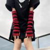 Lolita Long Fingerless Gloves Y2K Fingerless Arm Warmers Arm Cover Striped Knitted Arm Sleeves  JK