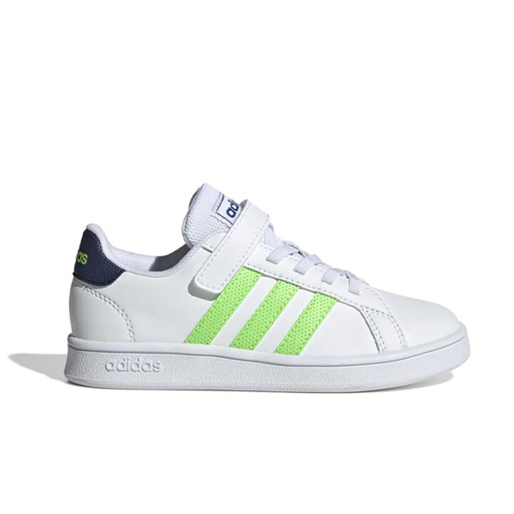 Adidas Neo GRAND COURT Comfortable And Trendy Abrasion Resistant Low top Kids' Skateboarding Shoes White Green GX5746