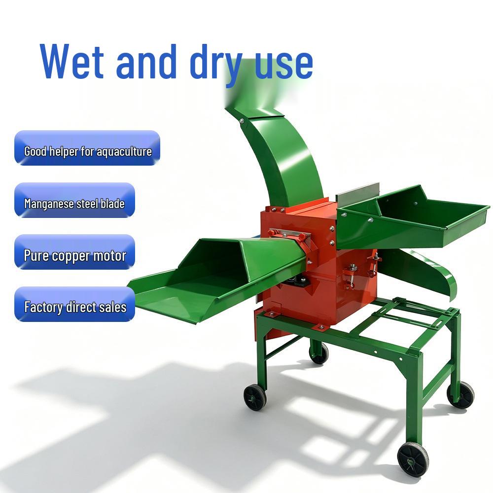 Multi-Functional Straw Crusher: Wet/Dry Livestock Cutter & Shredder with Automatic Feeding
