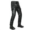 Mens Motorcycle Riding Pants CE Certified Leather Biker Trousers Windproof Breathable Vintage Style Honeycomb Protection