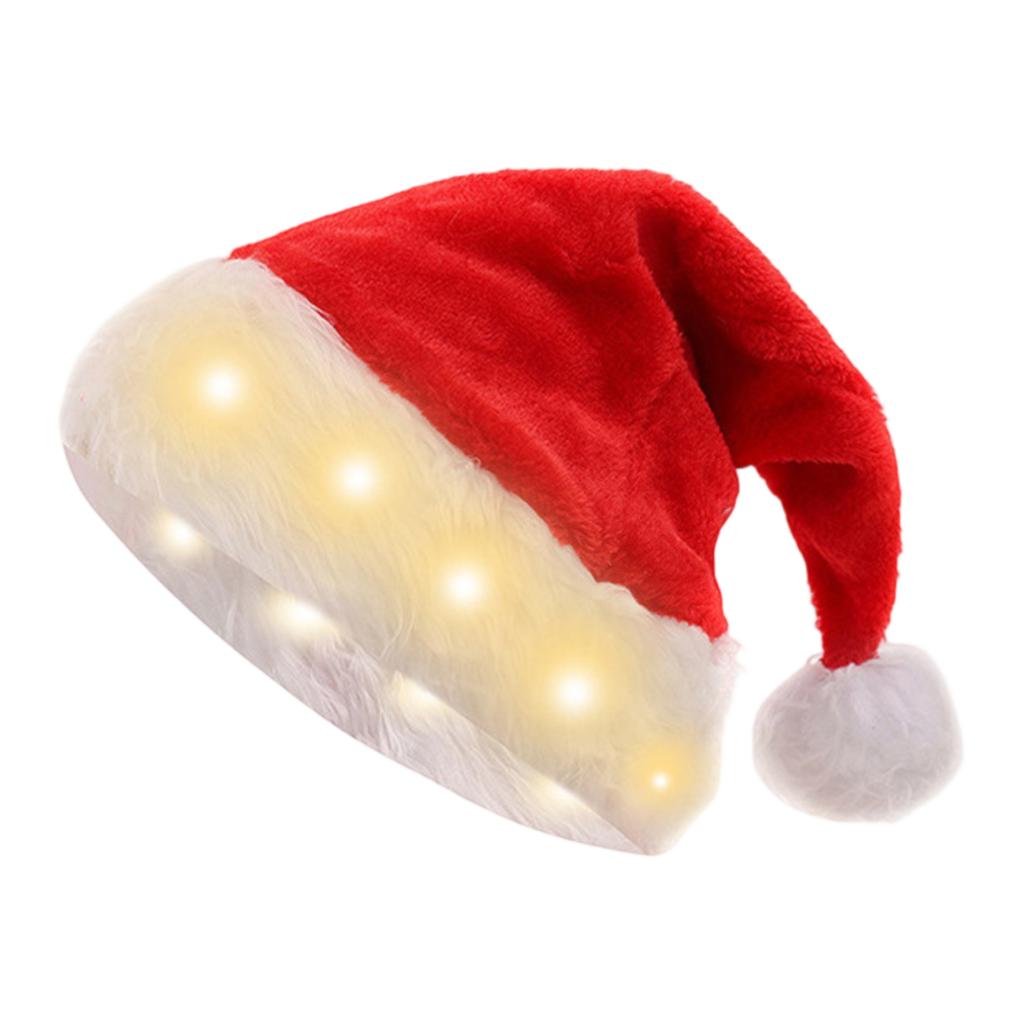 Christmas Decoration Plush Light Up Led Santa Hat Santa Hat Christmas Supplies