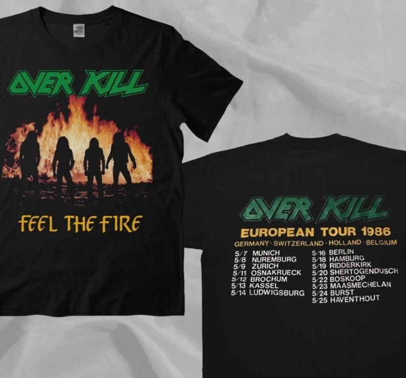 Overkill - Футболка с V-образным вырезом 'Feel The Fire' 100% Хлопок Мужская Топ Унисекс