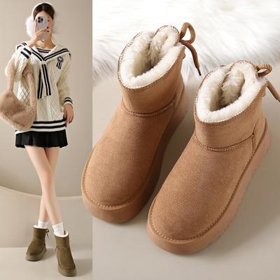 Женские зимние ботинки, новые зимние повседневные ботинки на толстой подошве, бархатные короткие ботинки, теплые хлопковые ботинки, детские