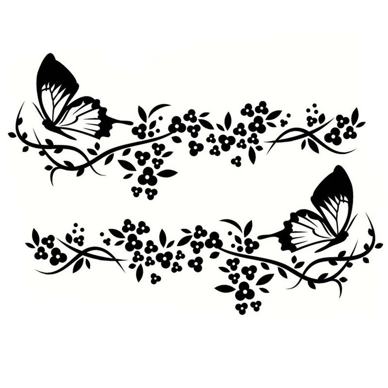 Flying Butterfly Flower Car Stickers Waterproof Auto Body Styling Decor Decals Window Vinyl Sticker Car Exterior Accessories