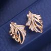 KNIKOO Clip Earrings For Women Cubic Zirconia Fashion Leaf Stud Earrings Jewelry For Wedding Party Gifts