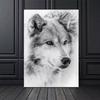 Black and White Minimalist Wolf Animal Canvas Art Print Poster, Modern Wall Decor for Living Room