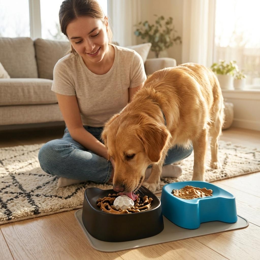 Pet Slow Feeder Bowl Ball Shape Anti-Slip Design For Small Medium Dogs Food Grade Material Easy To Clean