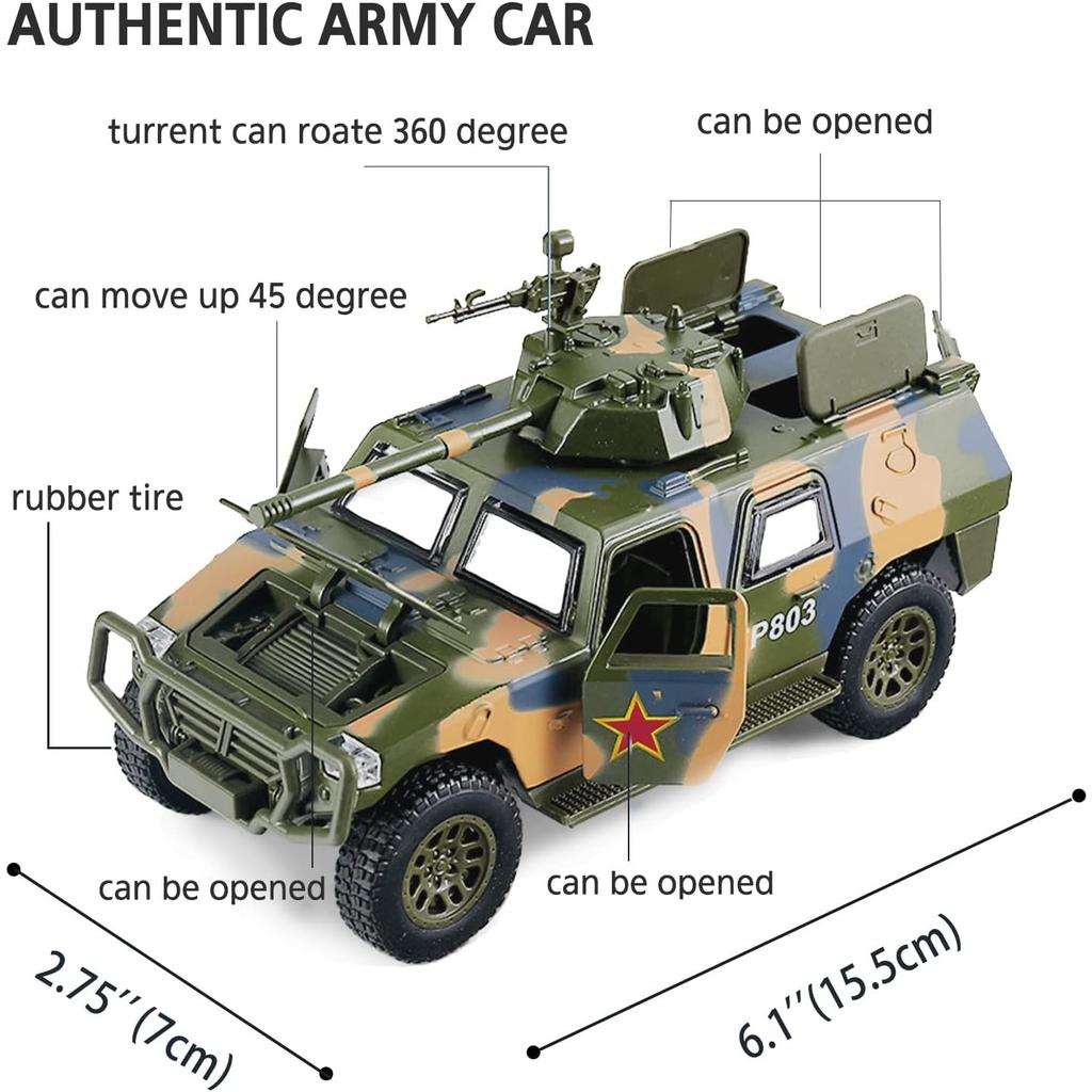 Масштаб 1/50, военный игрушечный грузовик, армейский бронированный боевой танк, внедорожник, тянуть армейские игрушки назад со светом и звуком