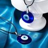 1pc Evil Eye Pendant Necklace Glass Leather Rope Chain Turkish Protect Lucky Necklace for Women Men