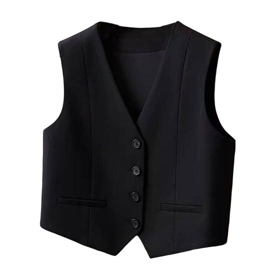 Женский жилет, жилет, винтажный, без рукавов, нарядный костюм, повседневный, на пуговицах, с V-образным вырезом, смокинг, жилет для повседневной носки, офиса, свиданий, улицы