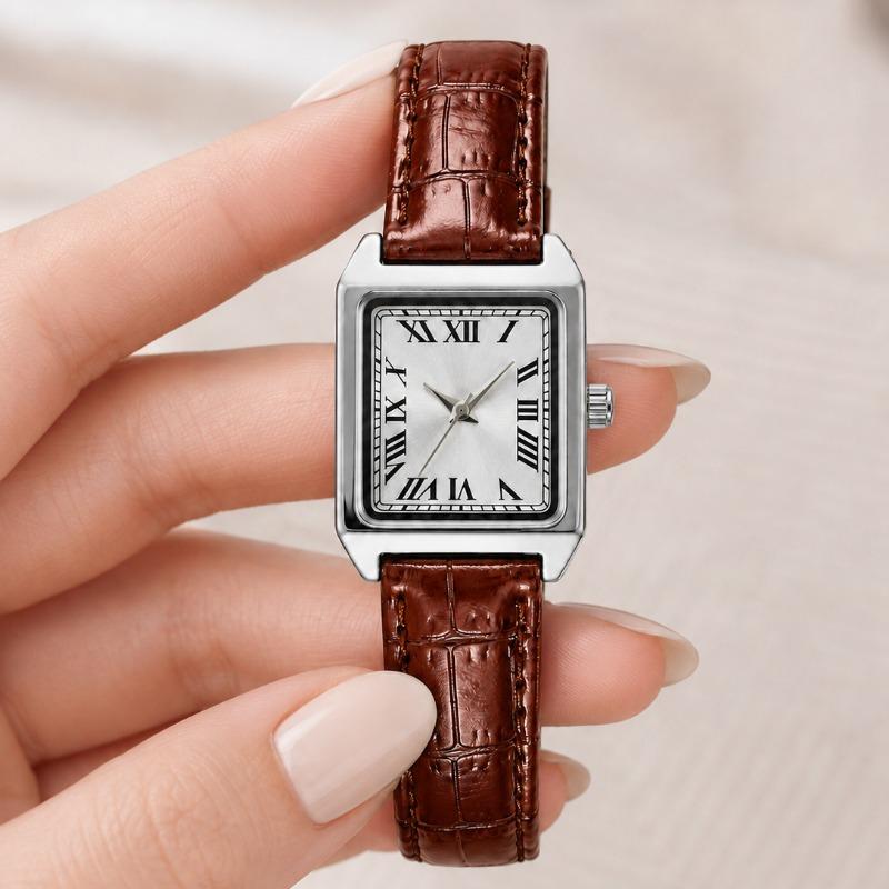 Minimalist Business Women Square Quartz Watch Classic Casual Roman Scale Dial Leather Strap Ladies Wristwatches Clock Gift Reloj