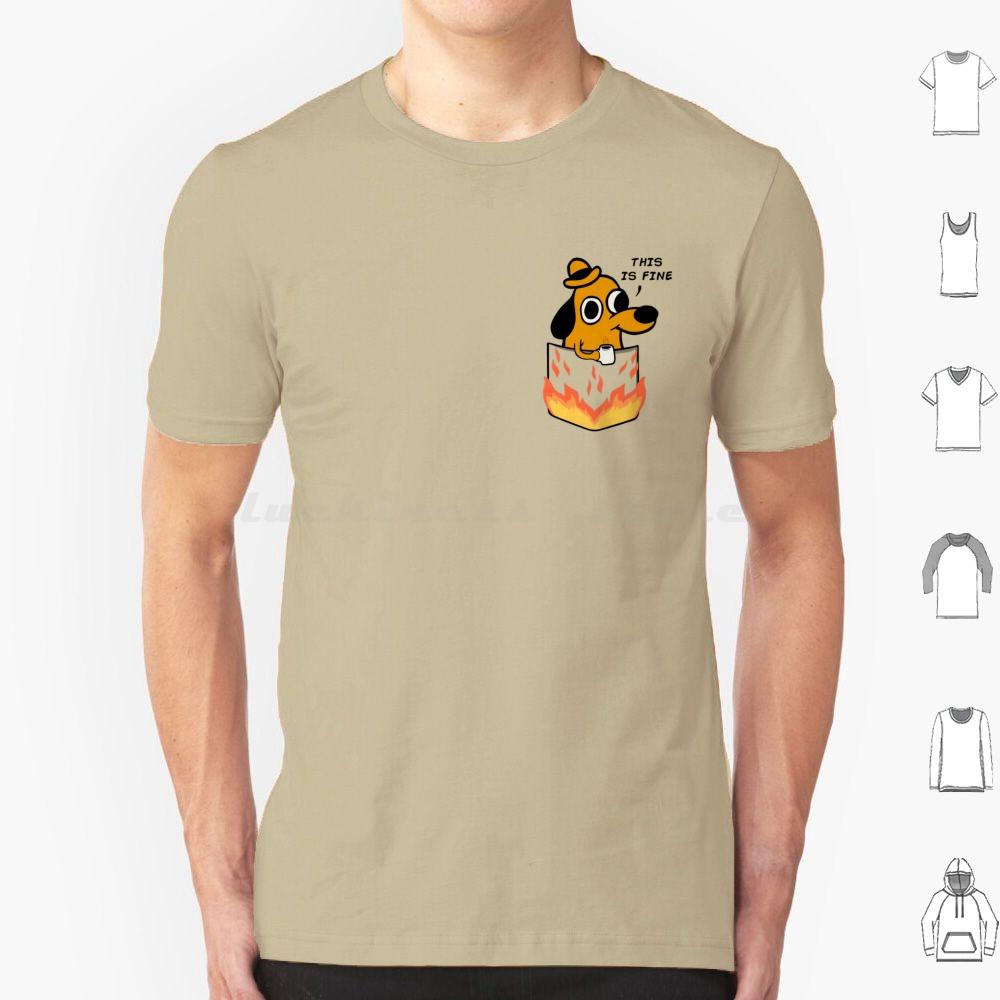 This Is Fine T Shirt Men Women Kids 6xl This Is Fine Meme Meme Dog Pet Coffee Animal Melonseta Fire Gunshow On Fire