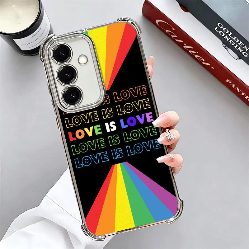 LGBT Rainbow Love Is Love Plating Phone Case For Samsung A17 A07 A37 A57 A16 A56 A15 A55 A14 A54 A13 A53 A26 A36 A25 A35 A24 A34