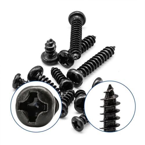PENGLIN 450-Piece Pan Head Tapping Screw Set, Carbon Steel, M2.3, M2.6, M3, Black, Micro Screws, Pan Head Tapping Screws