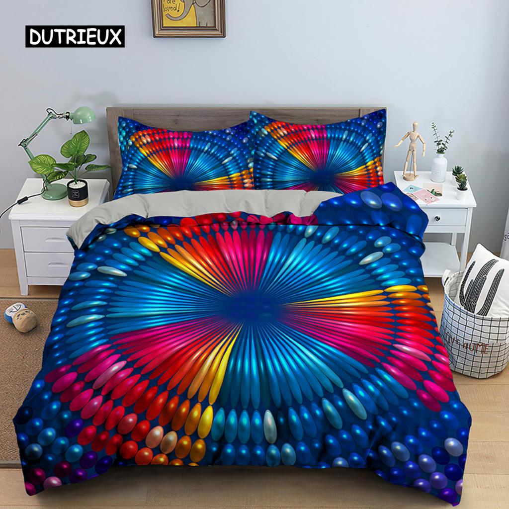 Комплект постельного белья с абстрактным рисунком, напечатанный на 3D-принтере, пододеяльник с застежкой-молнией, комплект одеяла из полиэстера размера Queen Size
