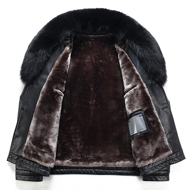 Мужская короткая меховая куртка в корейском стиле, облегающая овчина из натурального меха, универсальная мужская модная кожаная куртка с воротником из меха енота