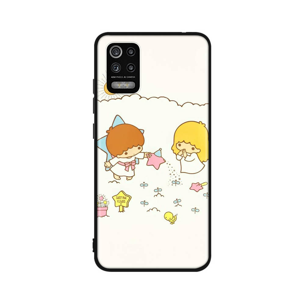 Чехол KT66 Cute Little Twins Star для Xiaomi Poco X6 X4 M5 M6 F5 F6 C65 C55 C50 C51 C40 Redmi Note 7 8 14C A3X 13C 12C 11 10A 9C Pro Black Sofe Cover