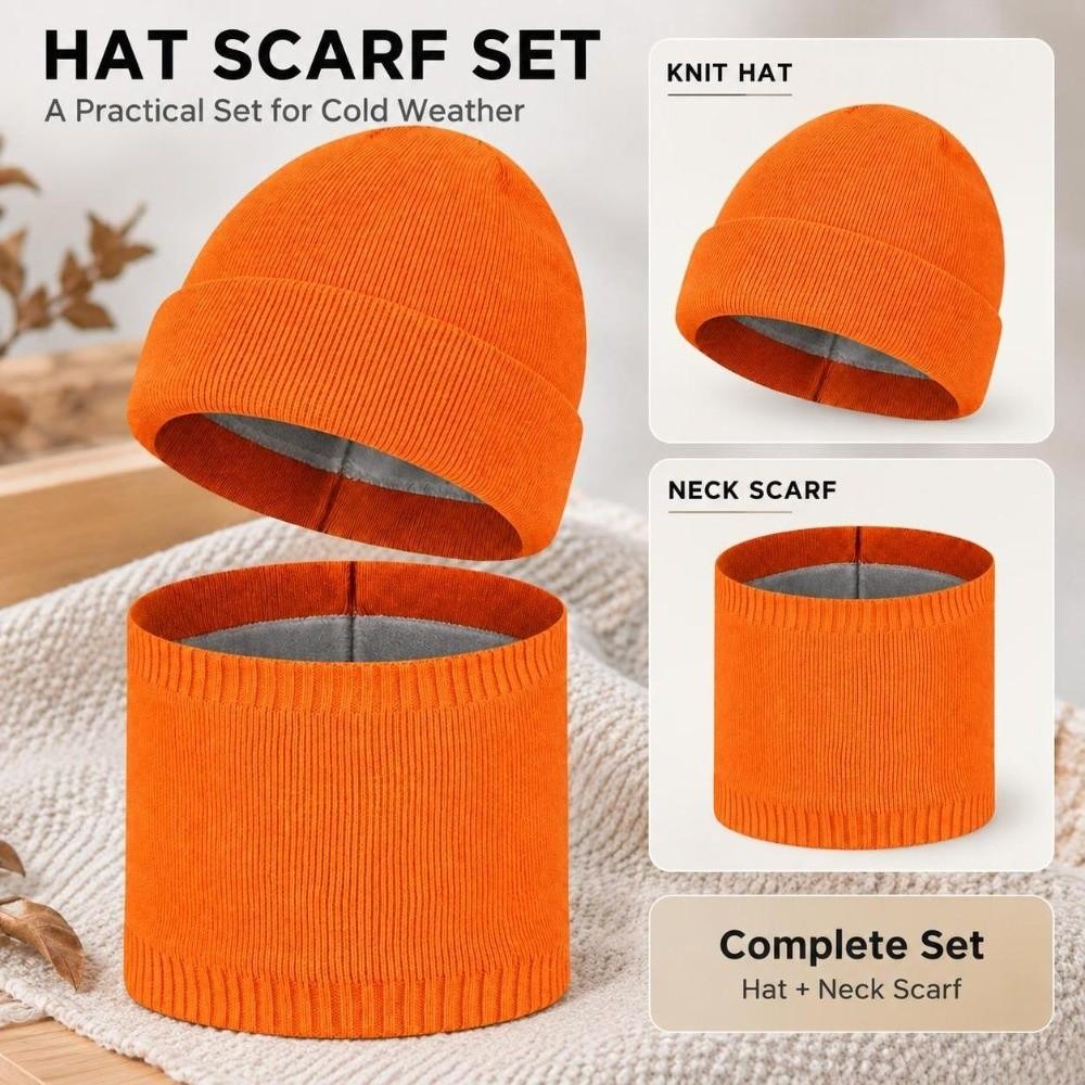 Windproof Winter Hat Solid Color Pullover Hat Neck Warmer Autumn Winter Season