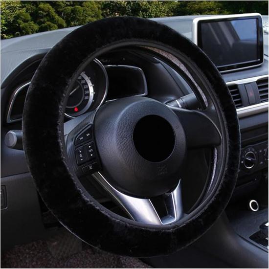 Augeny Fuzzy Car Steering Wheel Cover, Anti-Slip Soft Plush Steering Wheel Protector, 15 Inch Elastic Wheel Covers, Universal Vehicle Interior Winter
