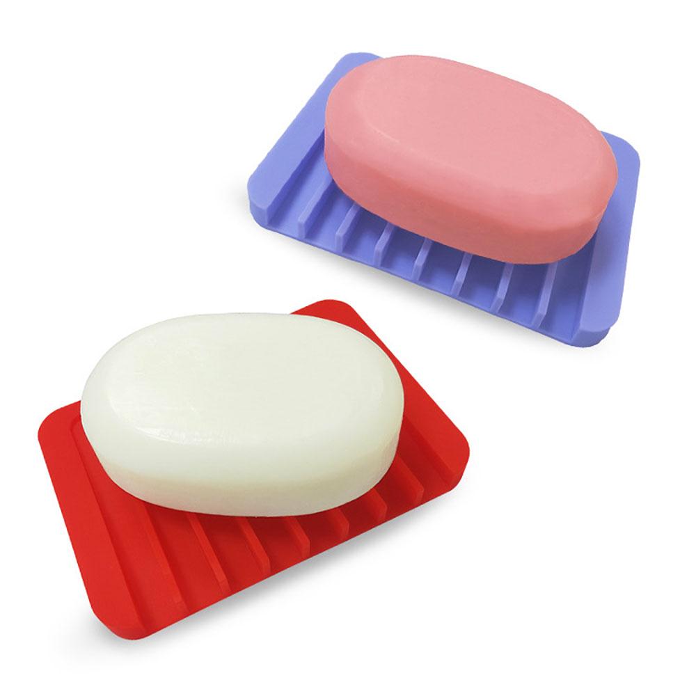Silicone World Anti-skidding Home Improvement Silicone Flexible Bathroom Tray Soapbox Soap Dishes Plate Holder Tray Soap Rack