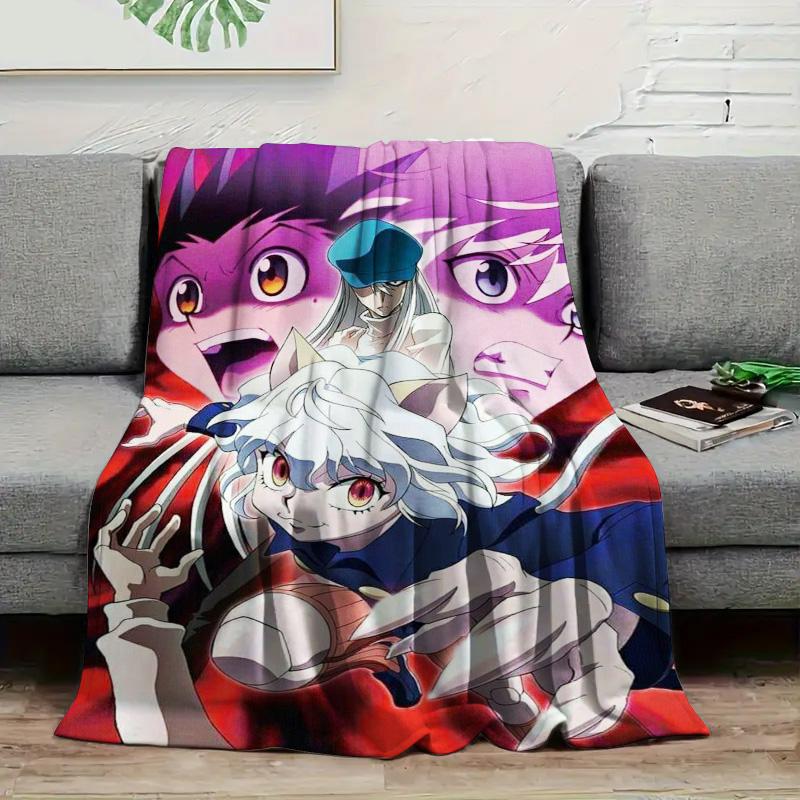 Hunter X Hunter Anime Flannel Throw Blanket, Soft Blanket for Sofa Bed, Pitou Character Print Home Decoration Fan Gift