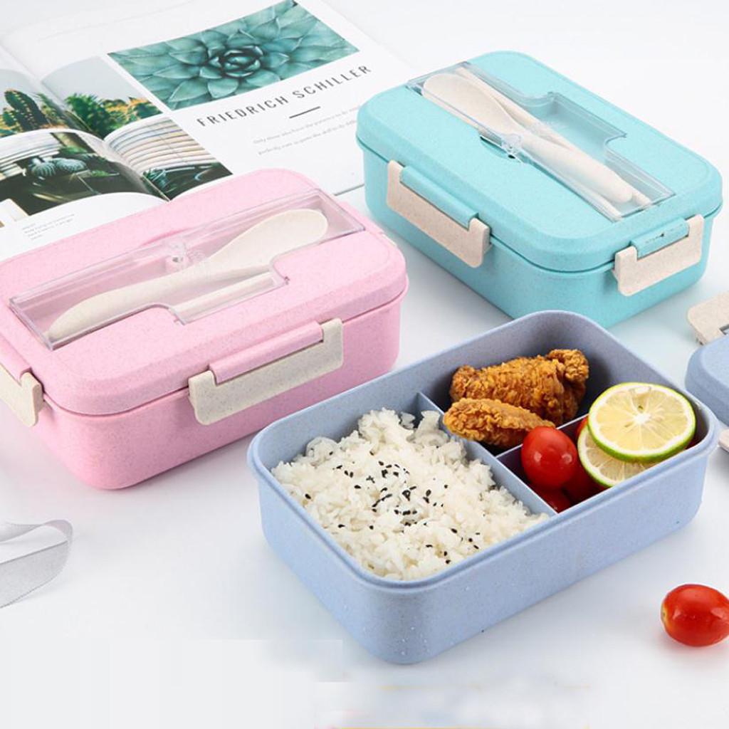 Ланч-бокс Bento для пикника с 3 отделениями и столовыми приборами для детей и взрослых