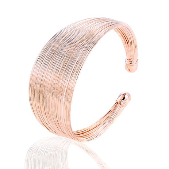 Women Multi Wire Circle Opening Bangle Adjustable Cuff Bracelet Gift