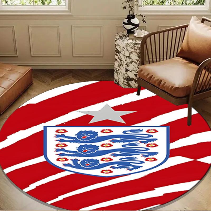 1PC EnglCoat Of Arms Round Rug for Livingroom,Bedroom, Palyroom, Chair Rug, Area rug, Circle Carpet, Large Size Fan Christmas gift
