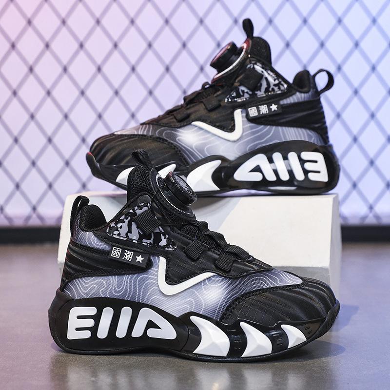 Дышащая и износостойкая кожаная поверхность, сетчатые спортивные туфли с фрикционной подошвой, кроссовки, детские баскетбольные кроссовки, звук, реальный бой, подростки имеют