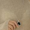 2024 Fall/Winter Light Luxury Black Agate Irregular Necklace: High-End Adjustable Long Minimalist Sweater Chain