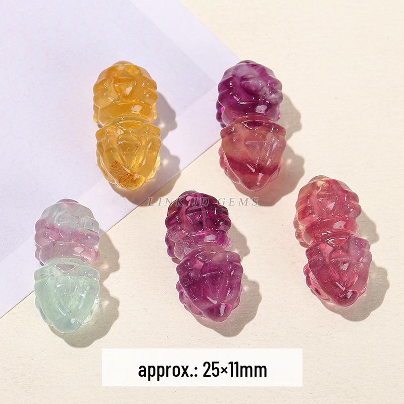 Драгоценности Цзиндэ Натуральный Разноцветный Флюорит Подвеска Ваджра Кристальная Резьба Шарм