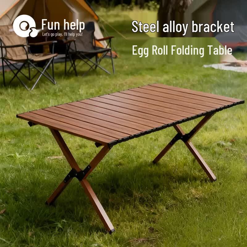 Quyoubang Wood Grain Roll-Up Camping Table