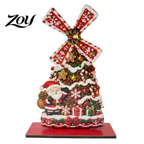 Rustic Xmas Party Ornaments Christmas Windmill Wooden Ornament, Decorative Craft with Rotating Handmade Atmosphere Props Blades, Figurine for Holiday