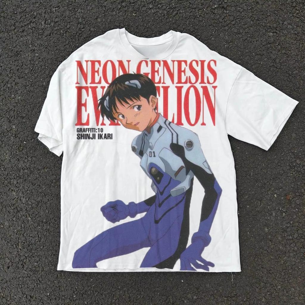 Неон Genesis Evangelion ЕВА Винтажное Аниме Аска Лэнгли Рей Аянами Синдзи Икари Печатная Футболка Унисекс и Женская Футболка Лето