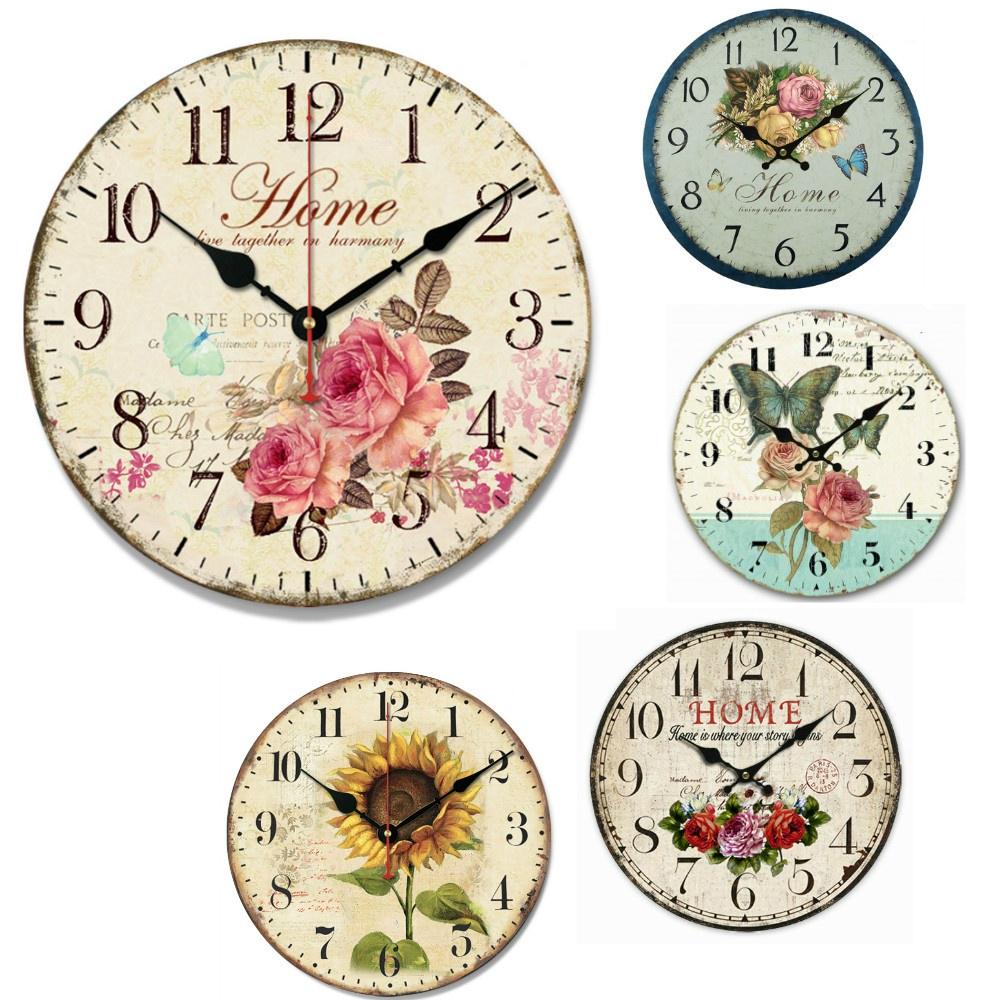 European Creative Fashion Modern Quartz Retro Simple Wooden Decorative Wall Clock
