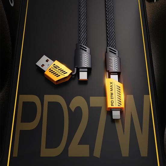 100 см 4-в-1 зарядный кабель USB Type-C 8-контактный PD65W быстрая зарядка мобильного телефона планшета нейлоновый плетеный кабель для передачи данных проводной шнур для Android для iPhone