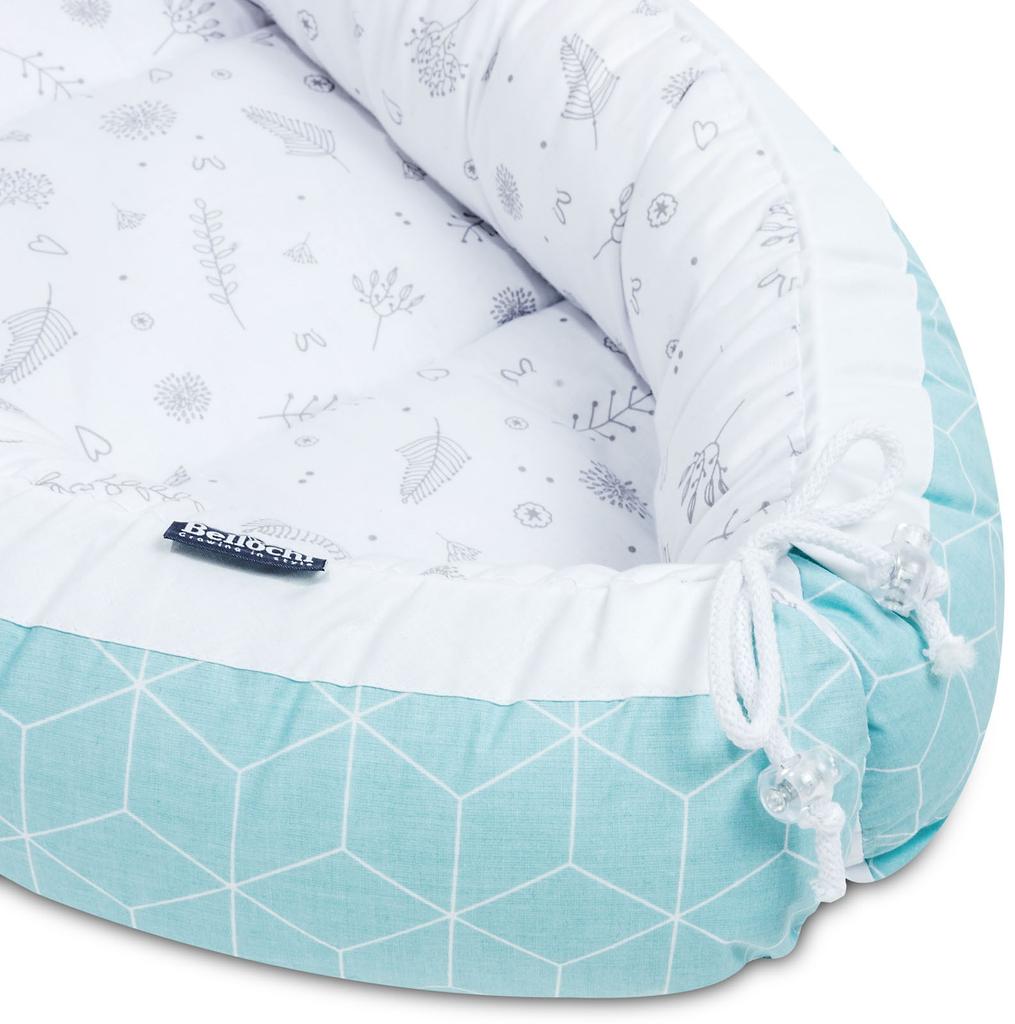 Bellochi Baby Nest Pod Baby Sleep Pod for Newborn - 100% Cotton - 90x60x12cm - with Protective Edges CuMint