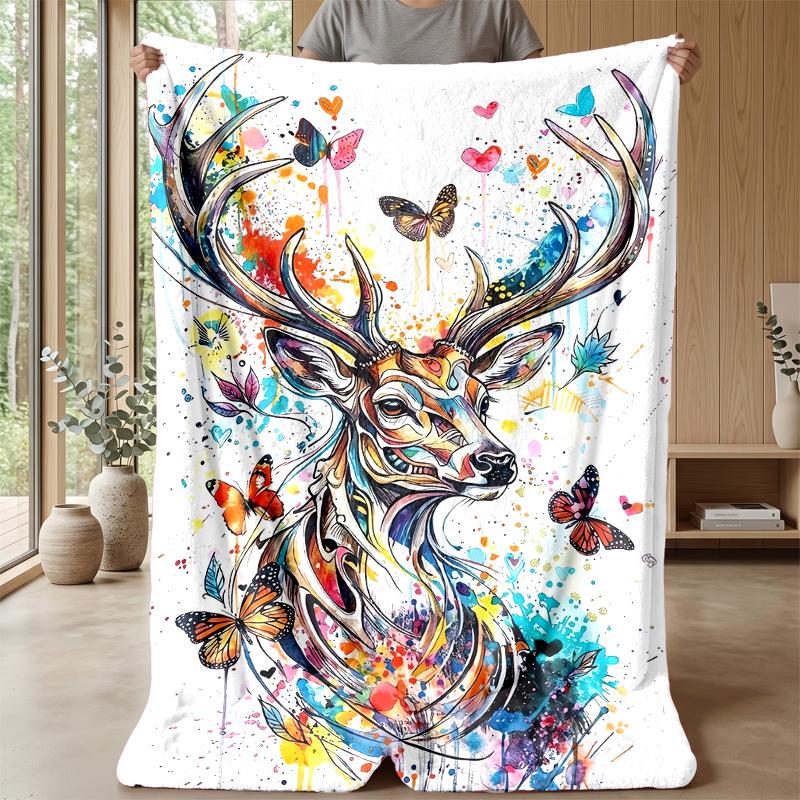 Vibrant Butterfly Pattern Theme blanket Lightweight Warm Flannel Blanket Decorative Throw Blanket for Home Decoration