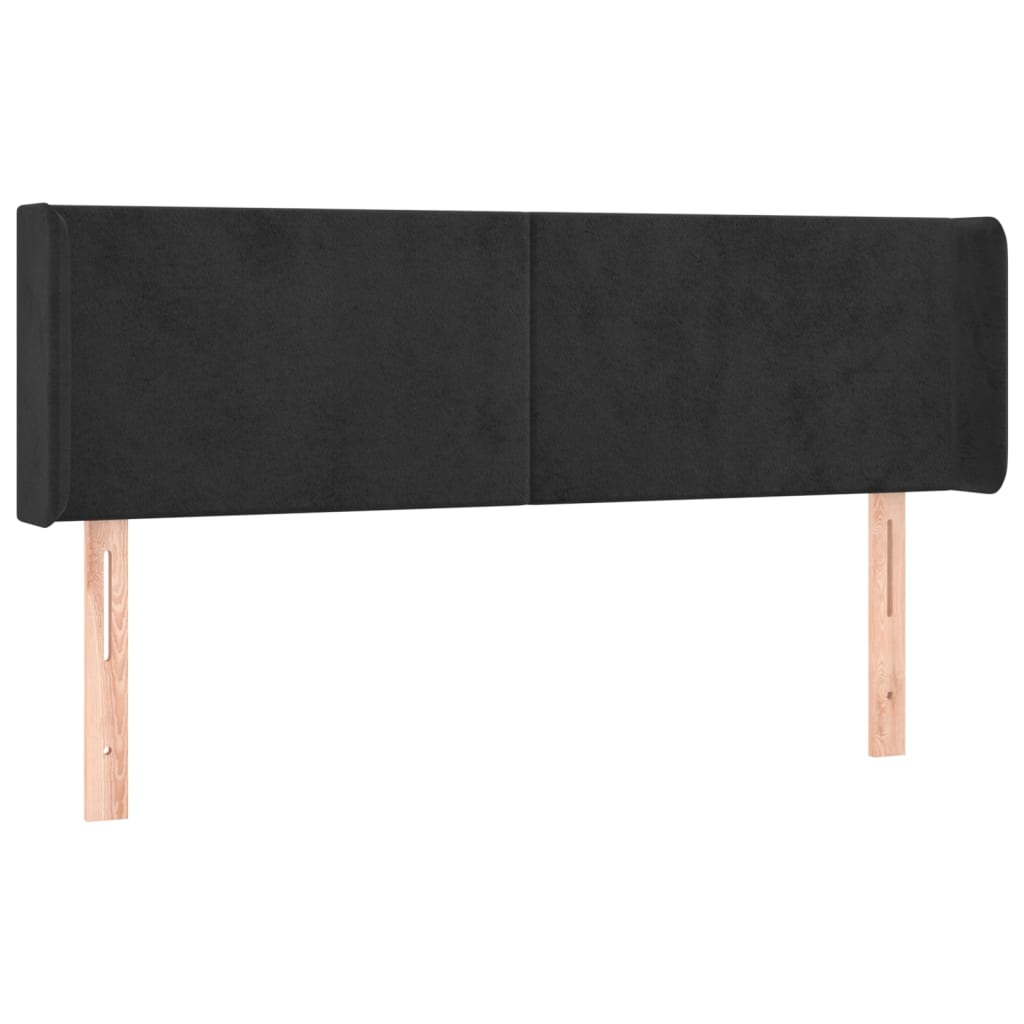 vidaXL Kopfteil mit Ohren Schwarz 147x16x78/88 cm Samt