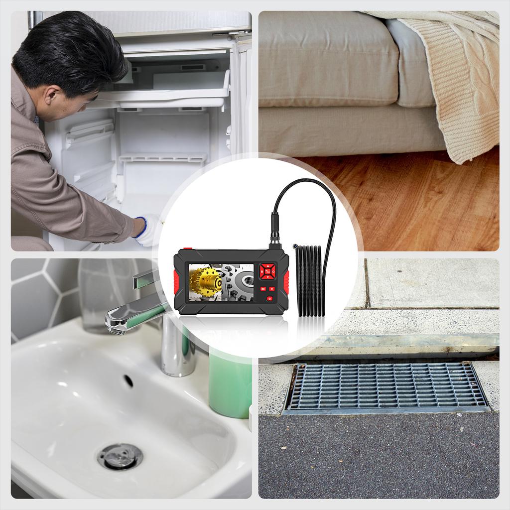 Industrial Endoscope with 8mm Automotive Inspection Camera Waterproof LED Light 4.3 Inch Screen