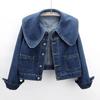 Plus Size Women Autumn Denim Jacket Long Sleeve Casual Short Denim Coat Famale Cropped Jeans Jackets Outerwear
