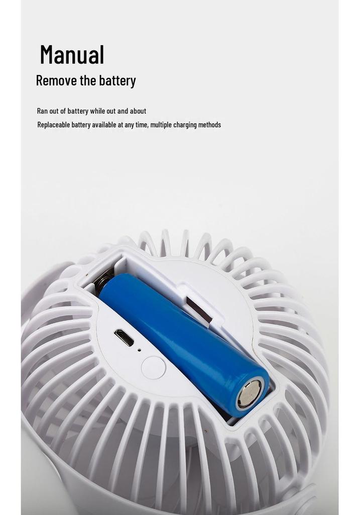 Compact Wall-Mounted Desktop USB Fan with Battery Charging - Silent for Home or Office