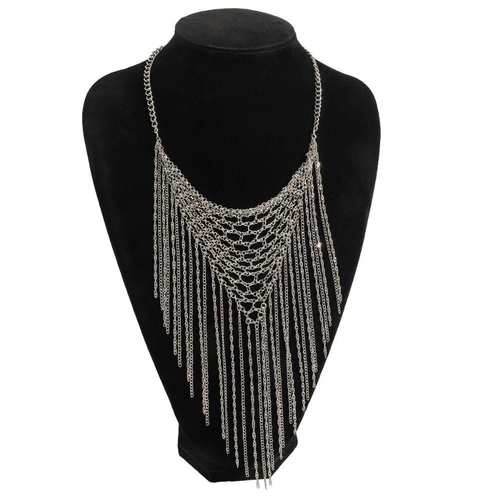 Charm Tassel Necklace Triangle Bohemian Collarbone Chain Fashion Multi Layer Necklace Women