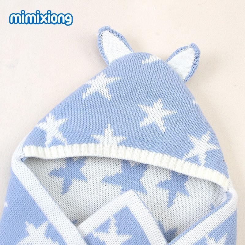 Infant Swaddle Sleep Sack With Hooded Design Soft Fleece Blanket Newborns 0-12 Months Pink Light Blue Gray