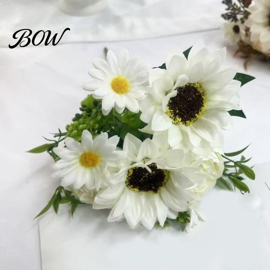 Decorative Faux Flowers for Living Room Sunflower Artificial Flowers, Realistic Fake Bouquet Wedding Home, Rustic Reusable Silk Floral