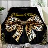 1PC Custom Name Leopard Print Bow Outdooor Flannel Blankets Throw Blanket All-Season Throw Gift Bedspread for Couch, Bed, Camping Holiday Birthda